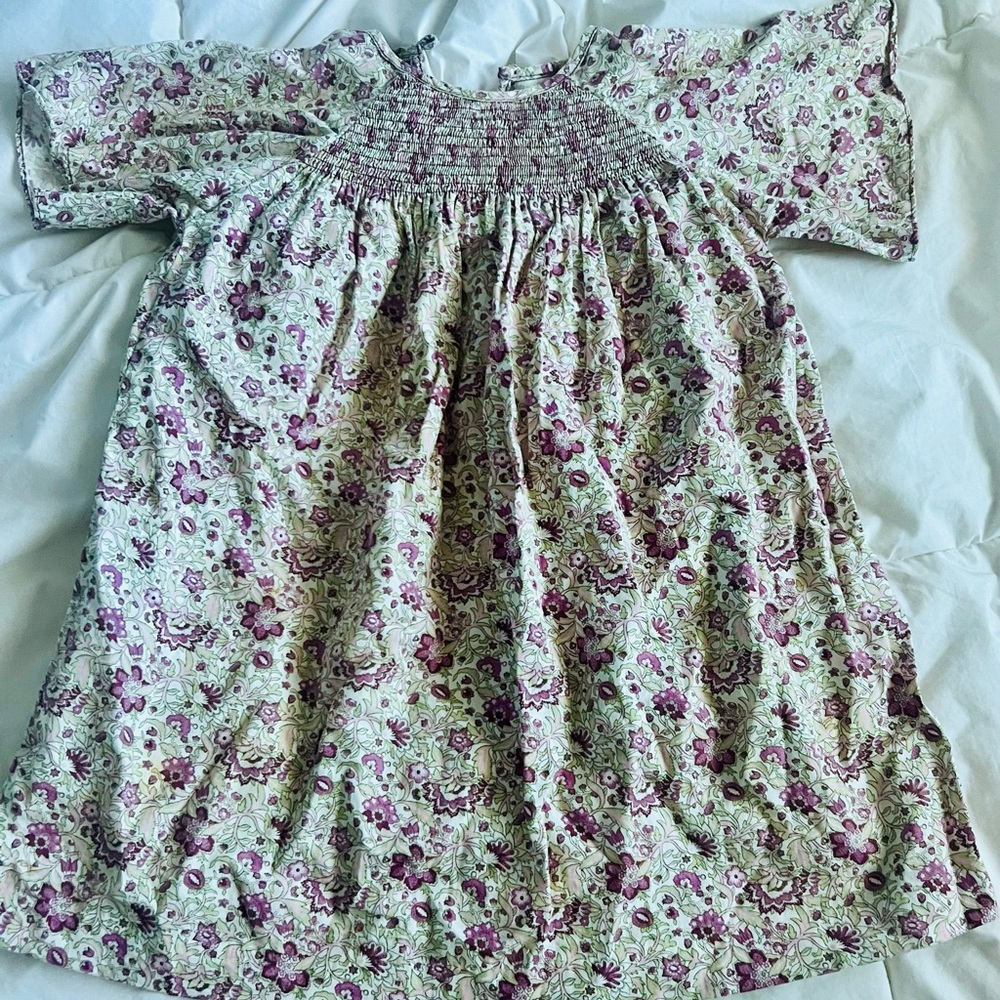 Elephantito Purple and Green Smocked Dress